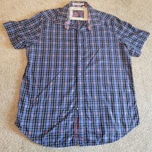 Robert Graham Short Sleeve,  Blue, Red And White Pattern Button XL‎ Shirt